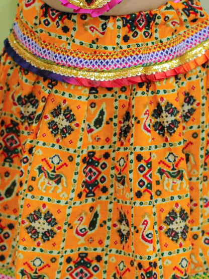 Girl's Cotton Yellow Lehenga Sets