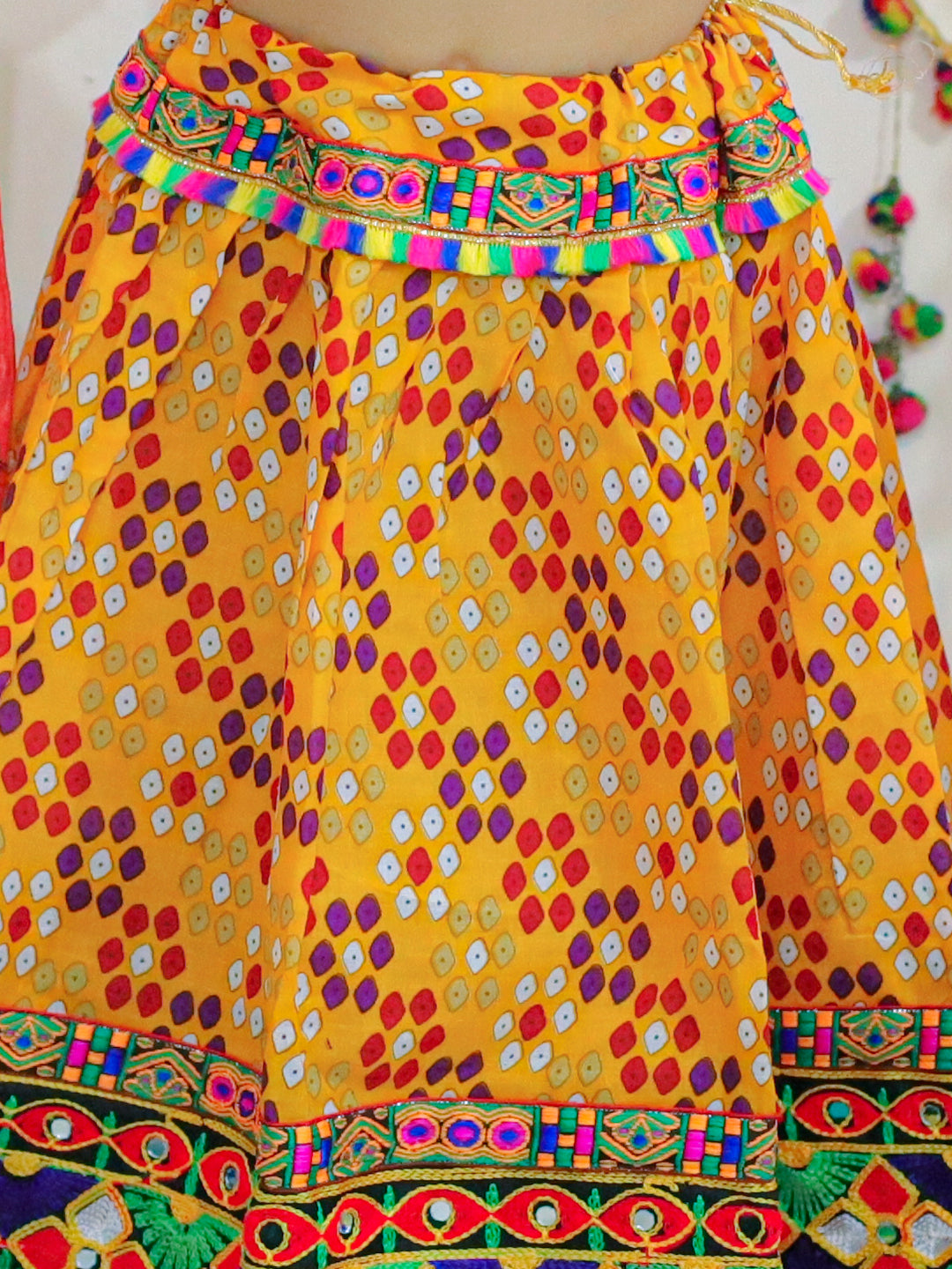 Girl's Cotton Yellow Lehenga Sets