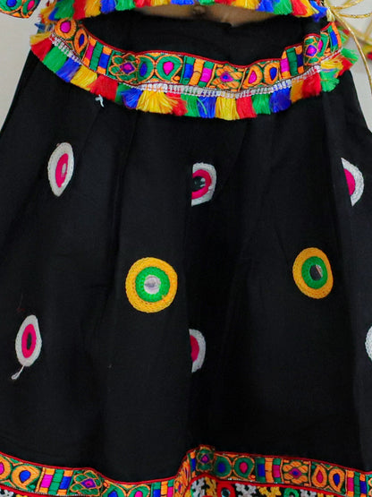 Girl's Cotton Black Lehenga Sets