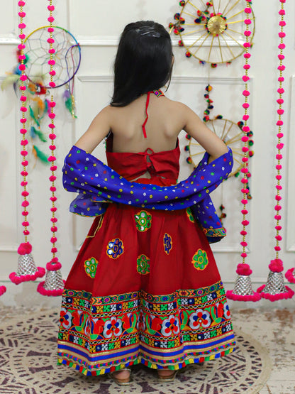 Girl's Cotton Red Lehenga Sets