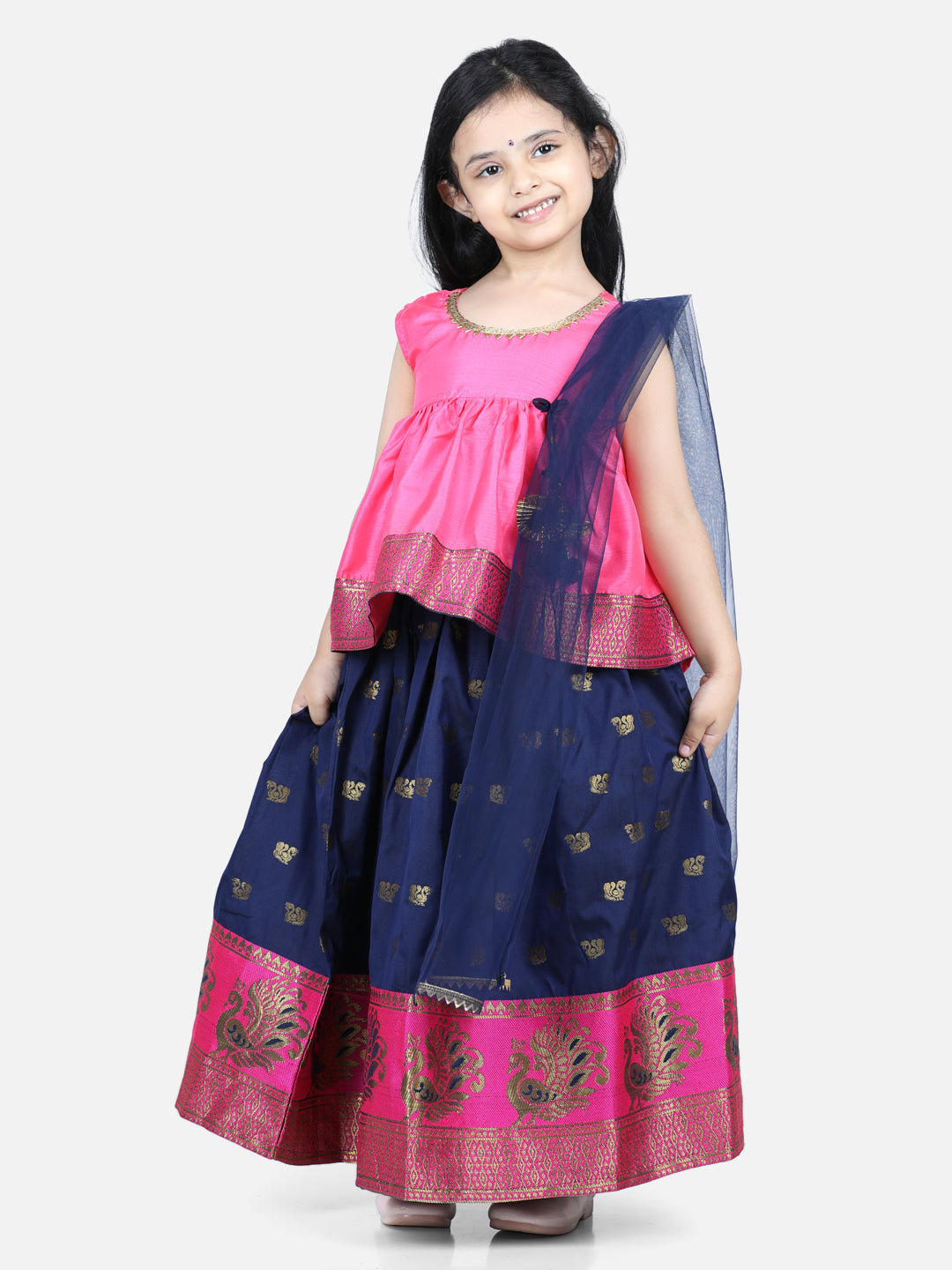 Girl's Silk Pink Lehenga Sets