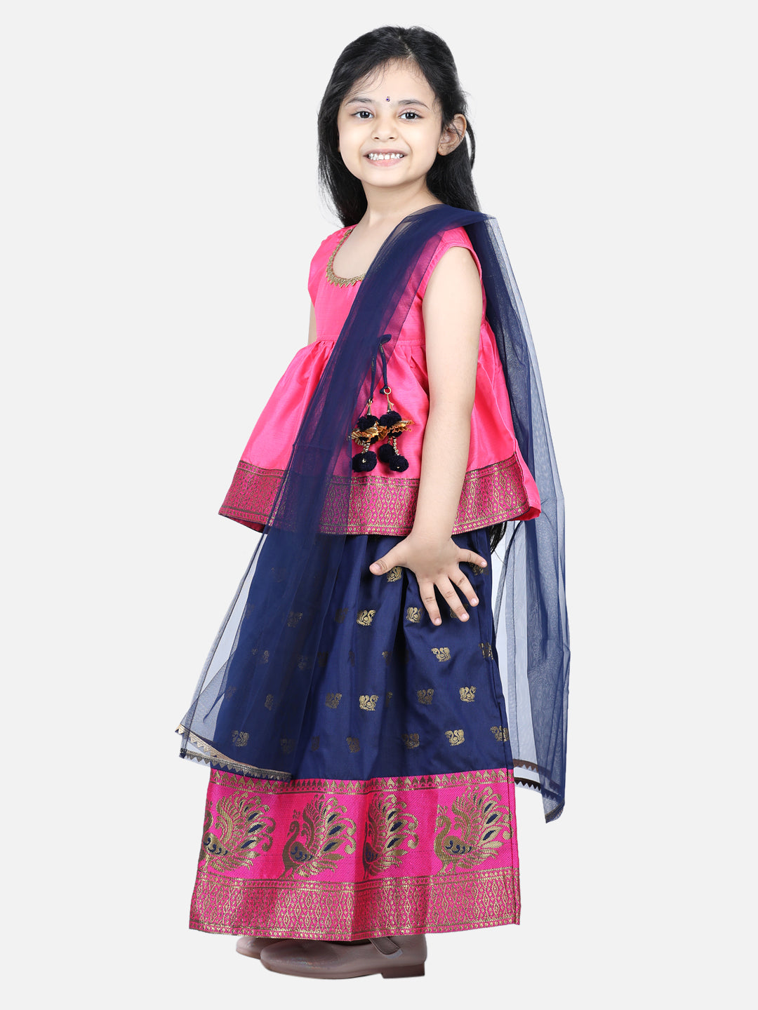 Girl's Silk Pink Lehenga Sets