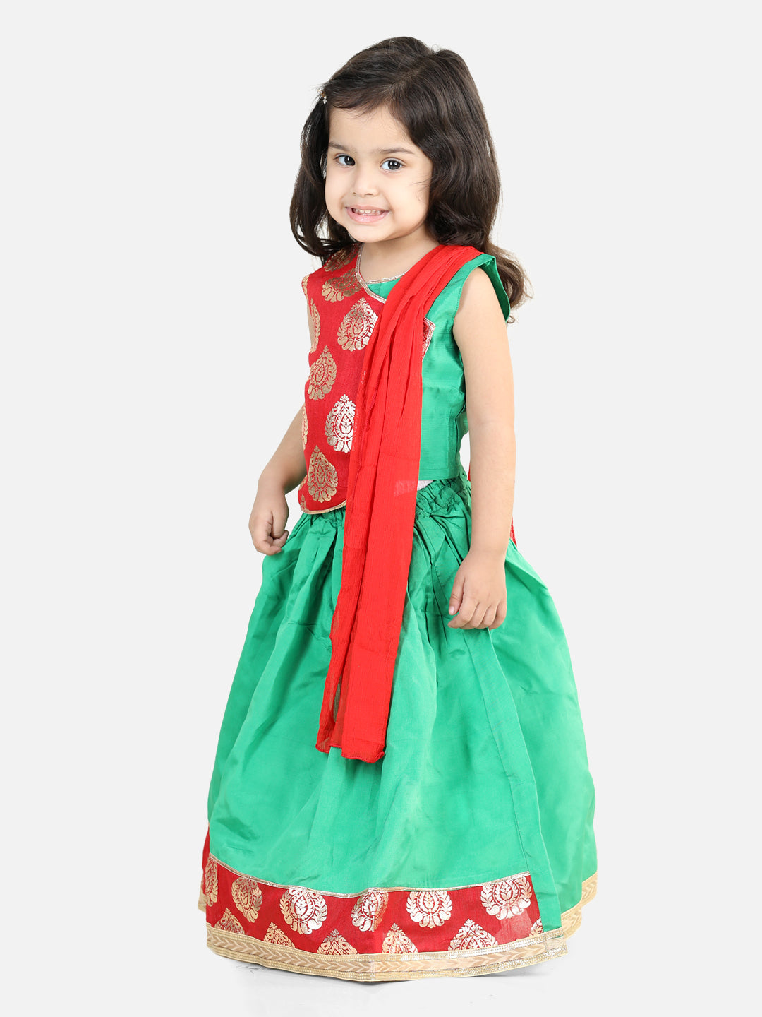 Girl's Silk Green Lehenga Sets