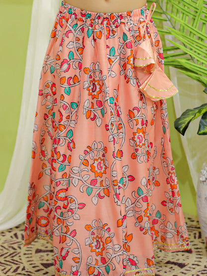 Girl's Silk Peach Lehenga Sets