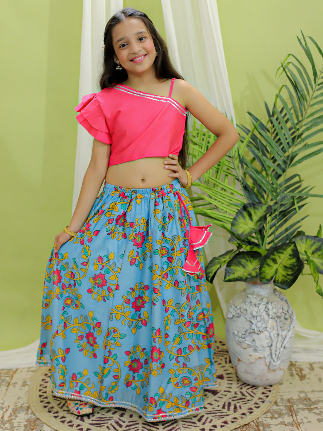 Girl's Silk Pink Lehenga Sets