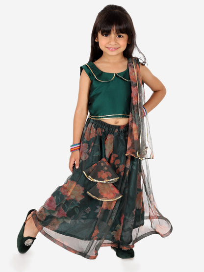 Girl's Silk Green Lehenga Sets