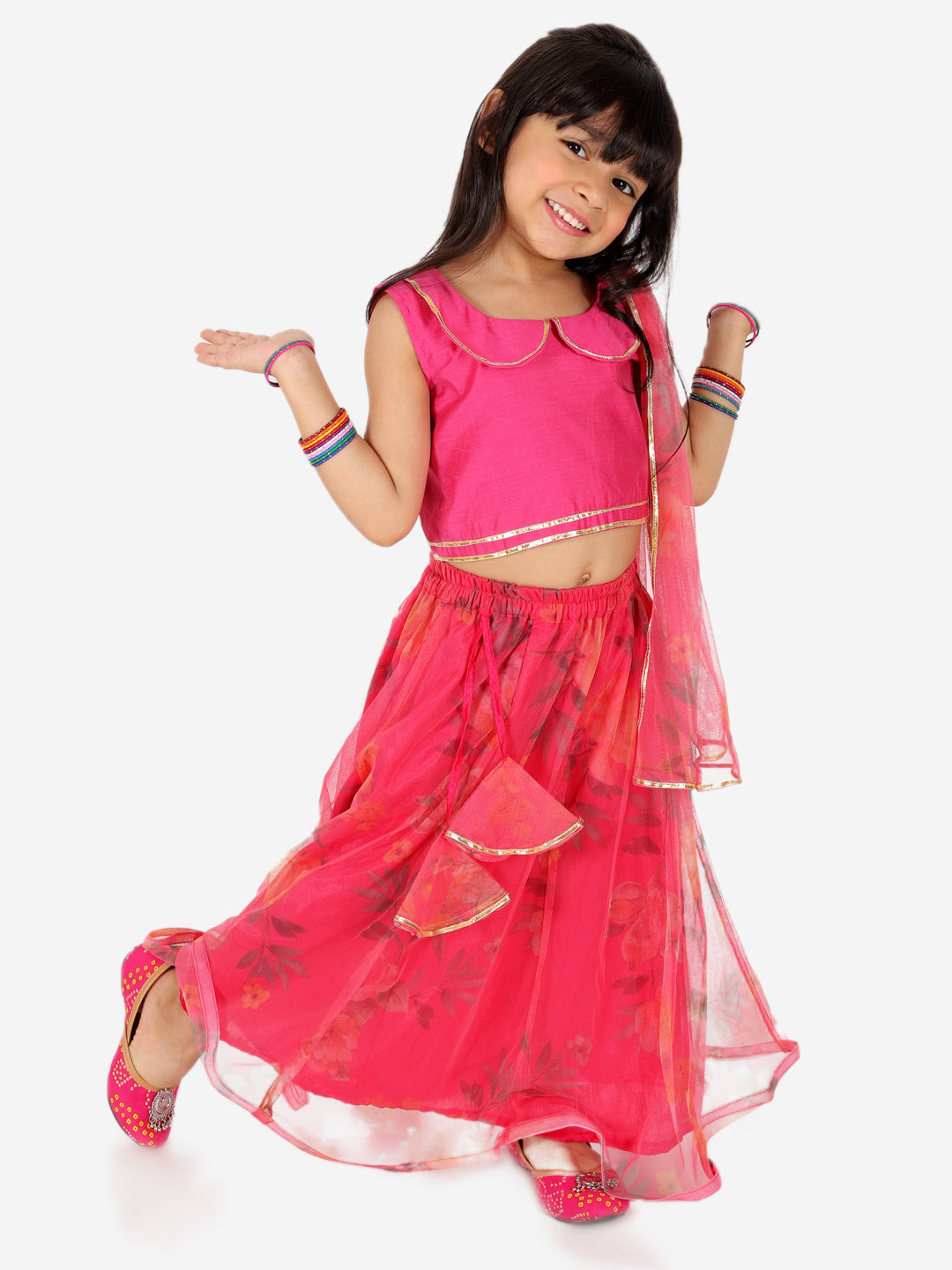 Girl's Silk Pink Lehenga Sets