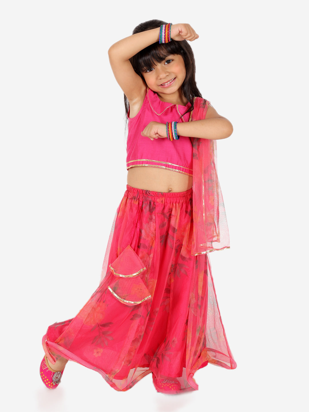 Girl's Silk Pink Lehenga Sets