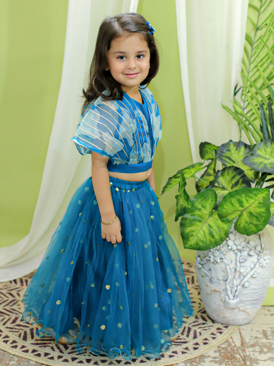 Girl's Silk Blue Lehenga Sets