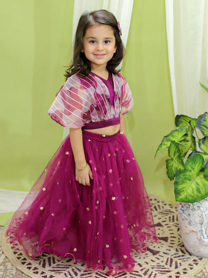 Girl's Silk Purple Lehenga Sets