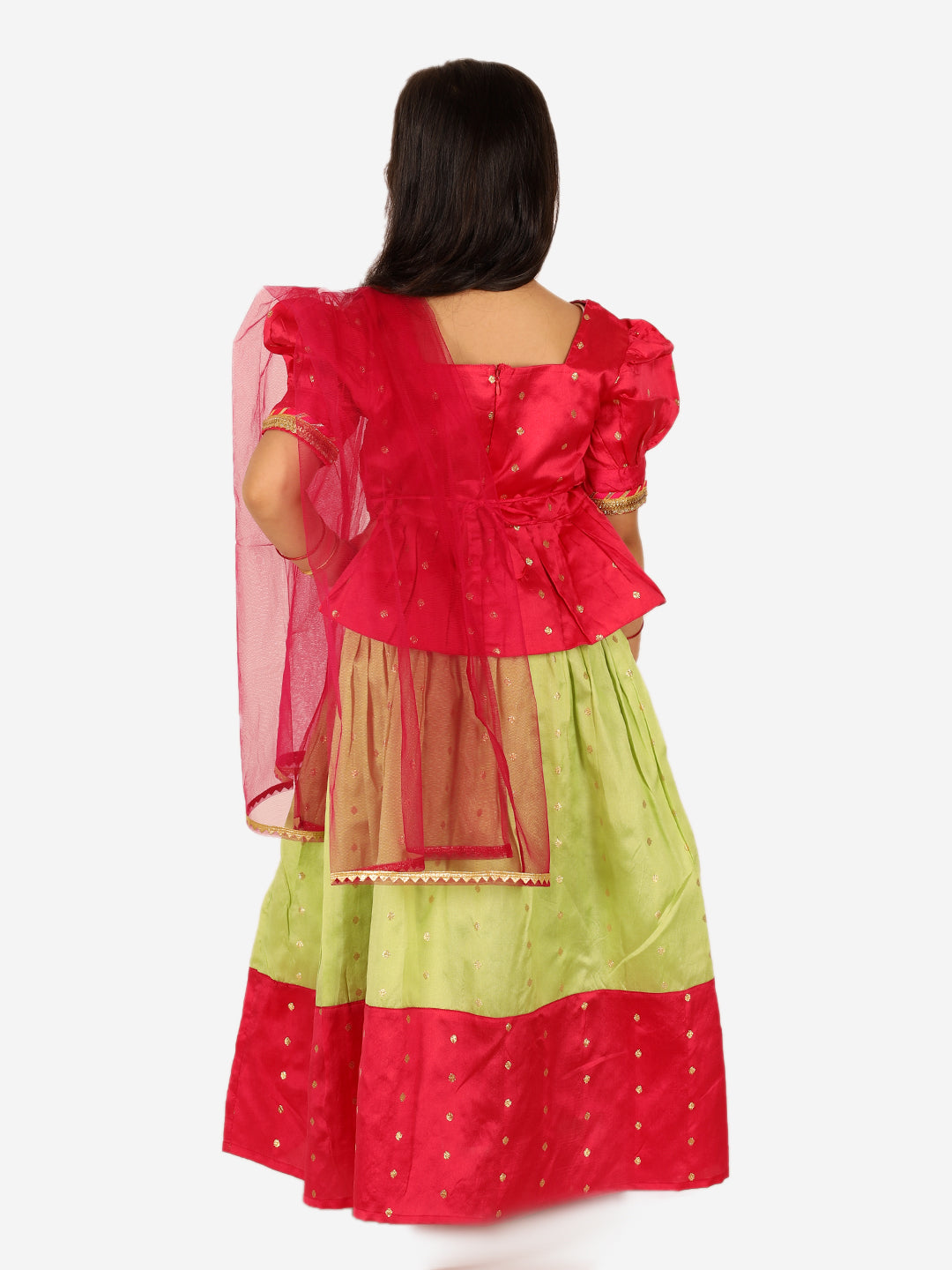 Girl's Taffeta Pink Lehenga Sets