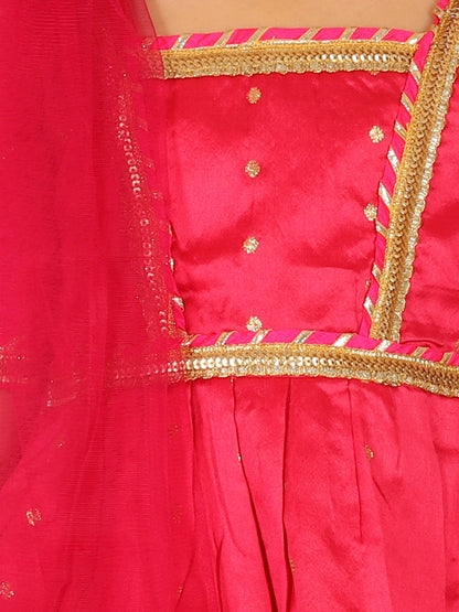 Girl's Taffeta Pink Lehenga Sets