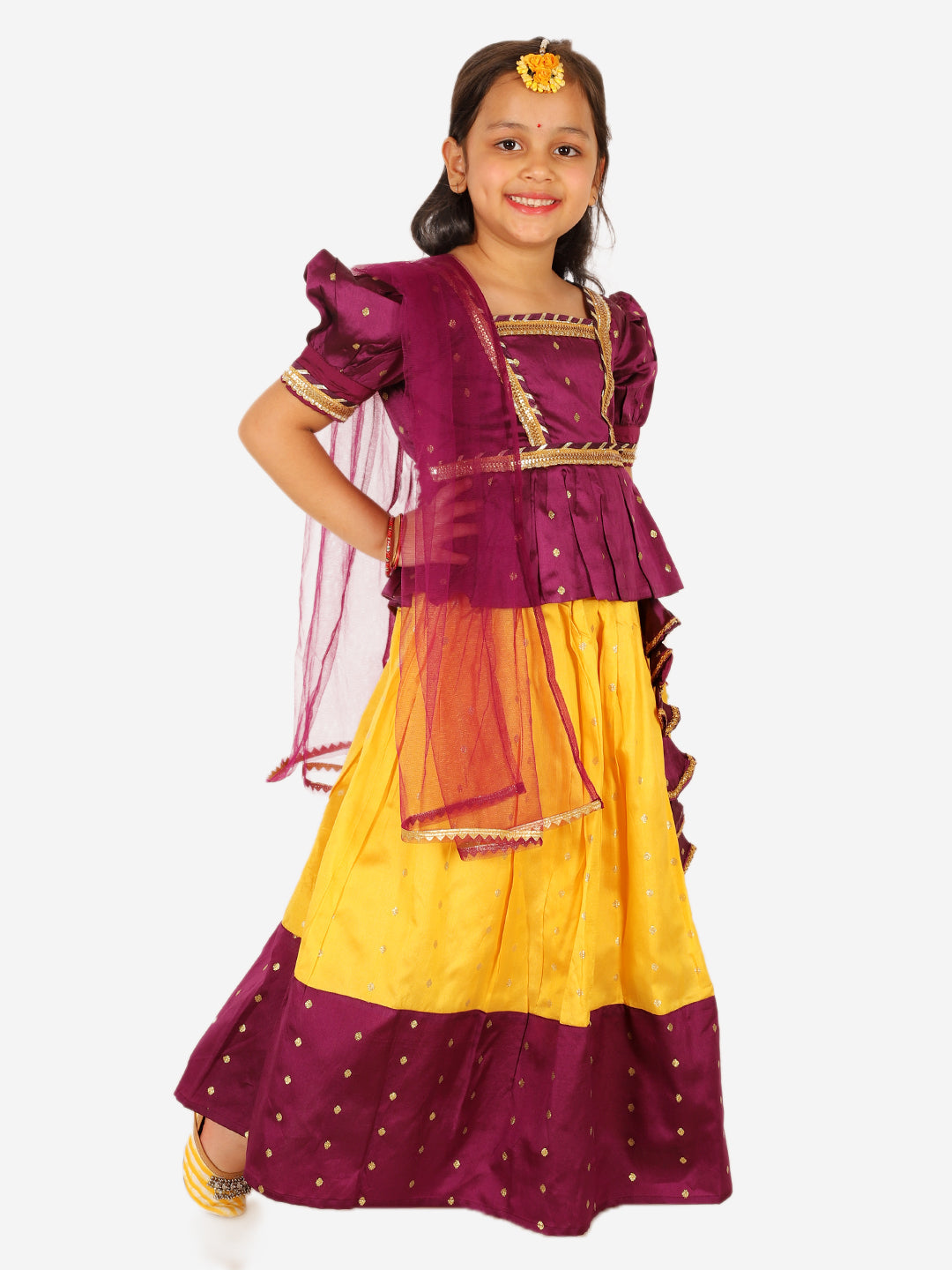 Girl's Silk Purple Lehenga Sets