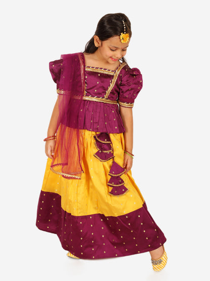 Girl's Silk Purple Lehenga Sets