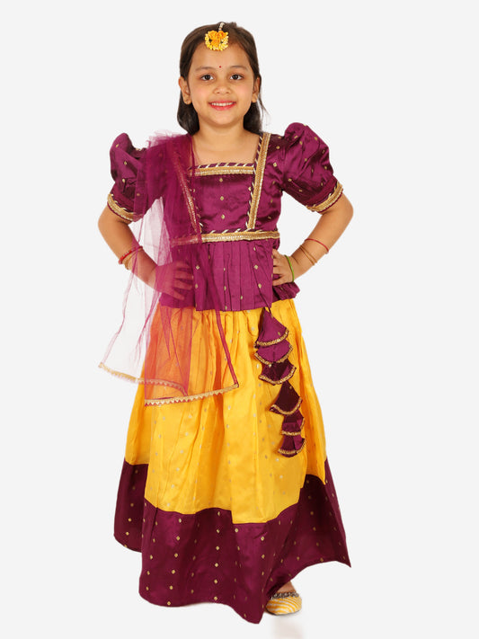 Girl's Silk Purple Lehenga Sets