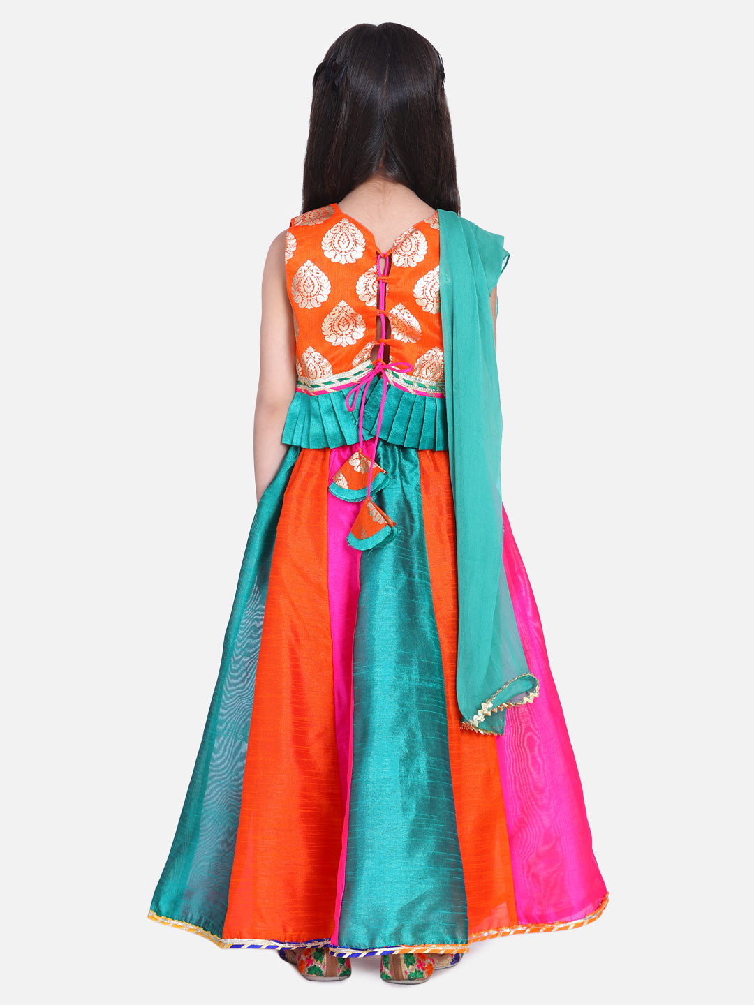 Girl's Silk Orange Lehenga Sets