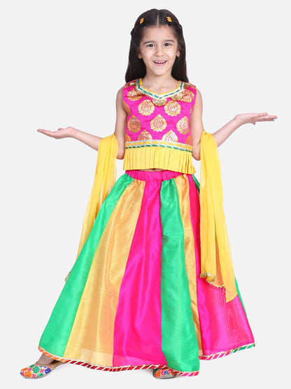 Girl's Silk Pink Lehenga Sets