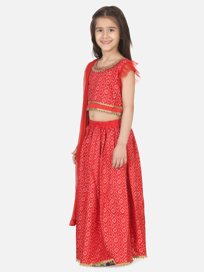 Girl's Silk Red Lehenga Sets