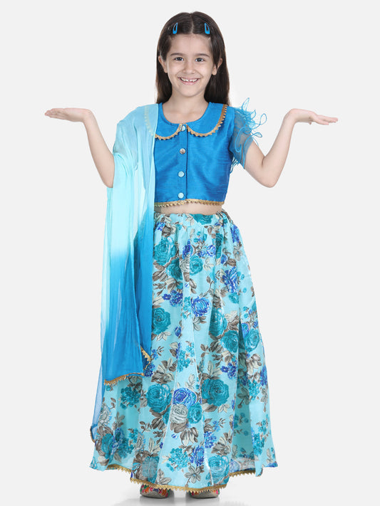 Girl's Silk Blue Lehenga Sets