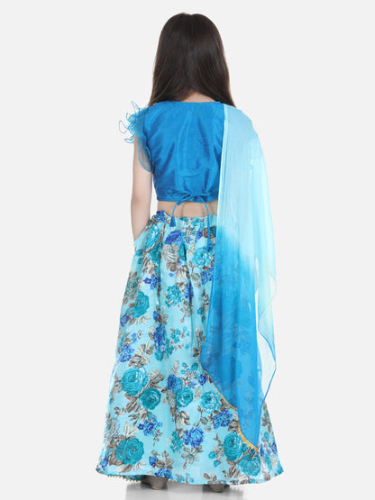 Girl's Silk Blue Lehenga Sets