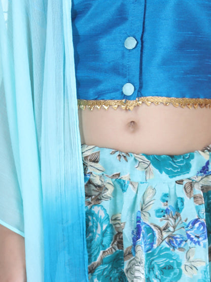 Girl's Silk Blue Lehenga Sets