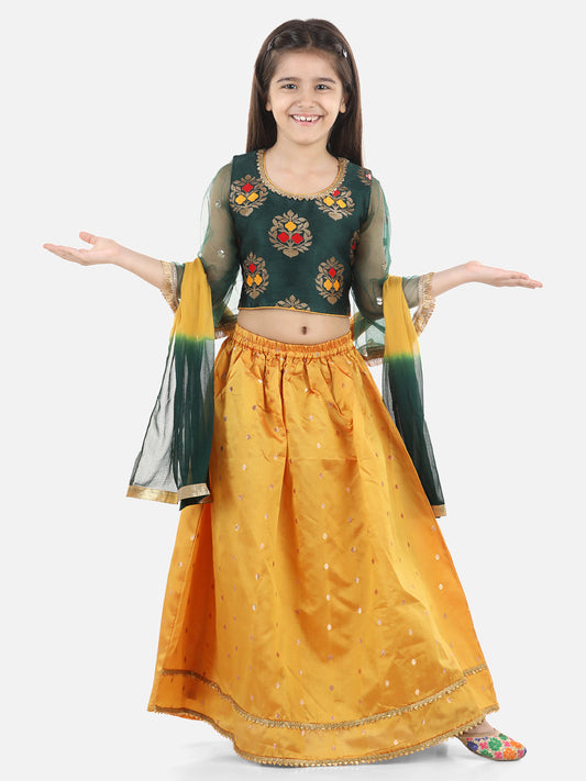 Girl's Silk Green Lehenga Sets