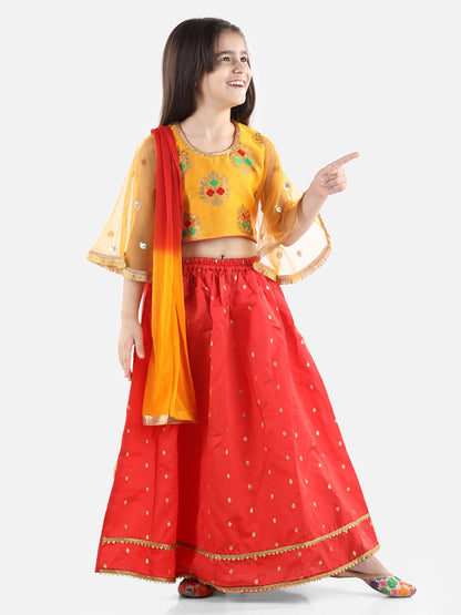 Girl's Silk Yellow Lehenga Sets