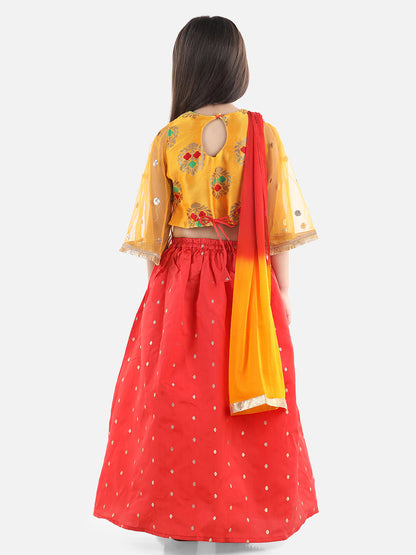 Girl's Silk Yellow Lehenga Sets