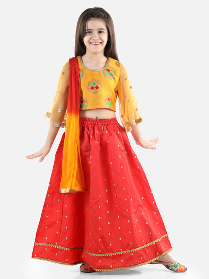 Girl's Silk Yellow Lehenga Sets