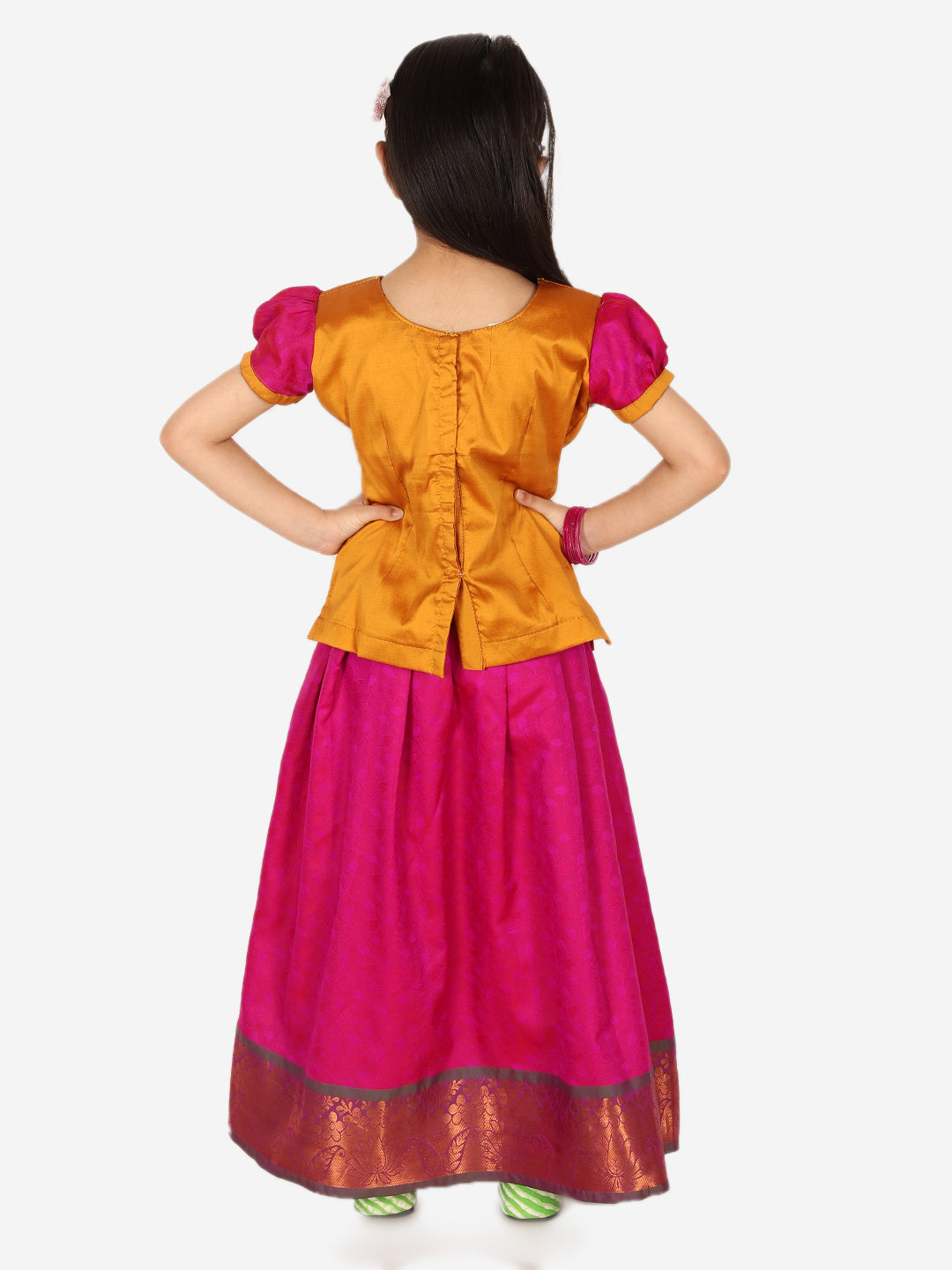 Girl's Silk Orange Lehenga Sets