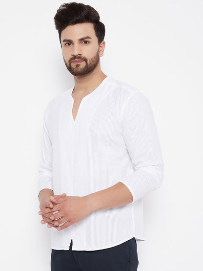 Men's White Solid Pure Cotton Kurta