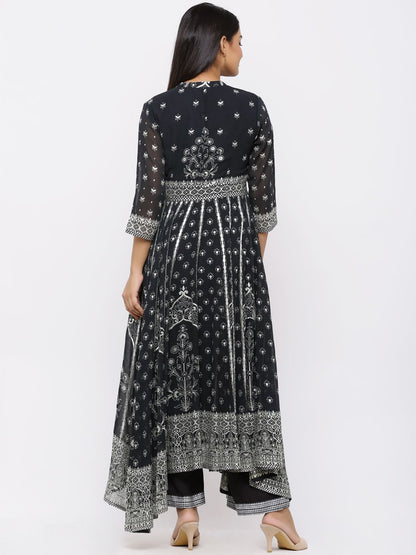 Women's Georgette Printed Anarkali Kurta With Palazzo