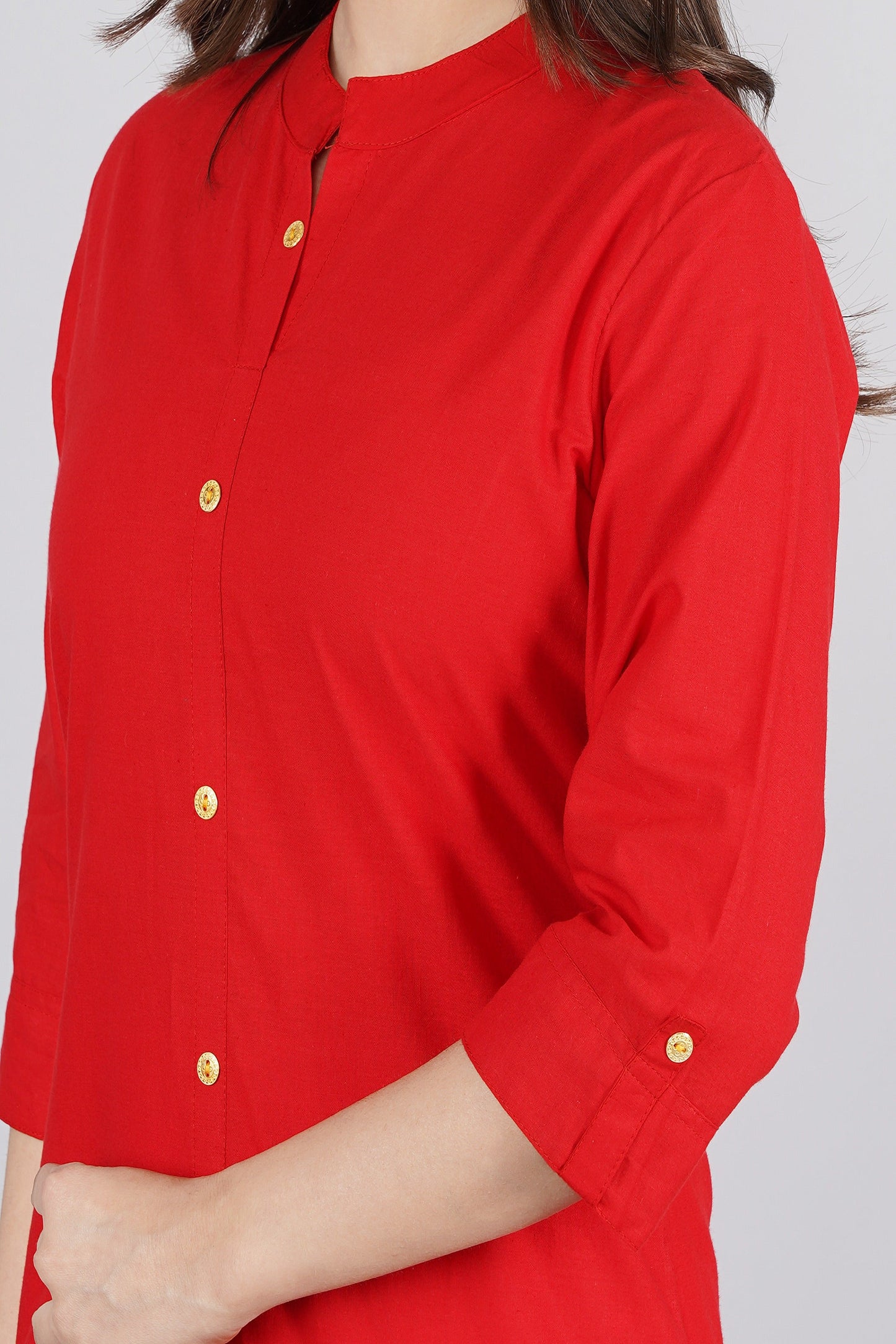 Women's Red Cotton Kurta by  (1pc)