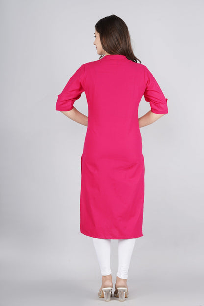 Women's Pink Cotton Kurta by  (1pc)