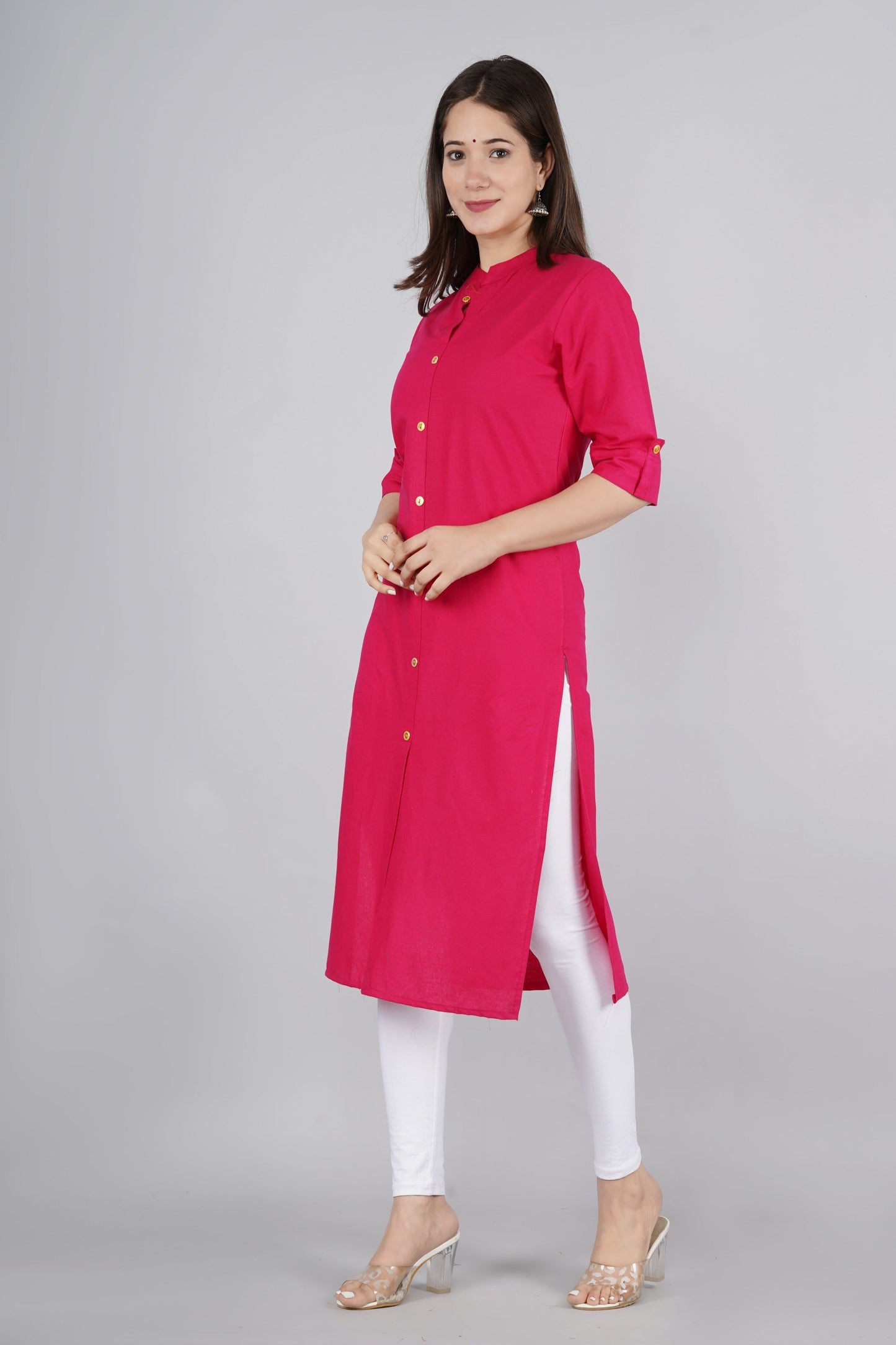 Women's Pink Cotton Kurta by  (1pc)