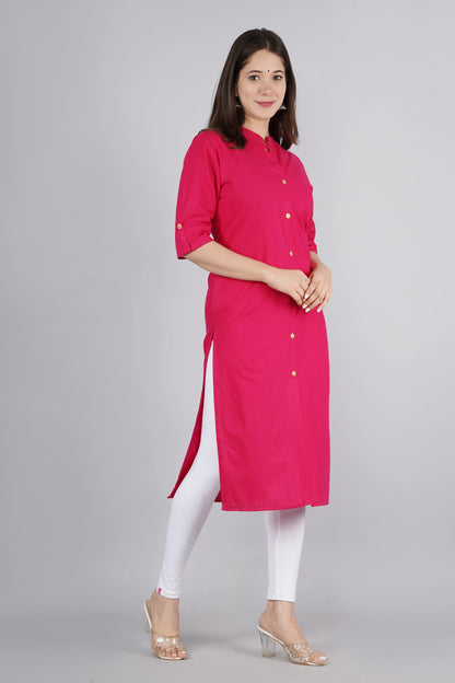 Women's Pink Cotton Kurta by  (1pc)