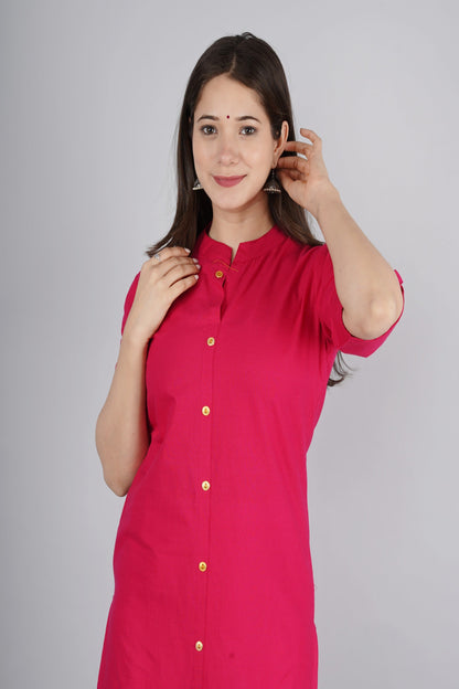 Women's Pink Cotton Kurta by  (1pc)