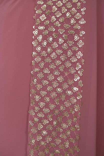 Women's Dusty Pink Saree with Heavy Sequin Border - Label Shaurya Sanadhya