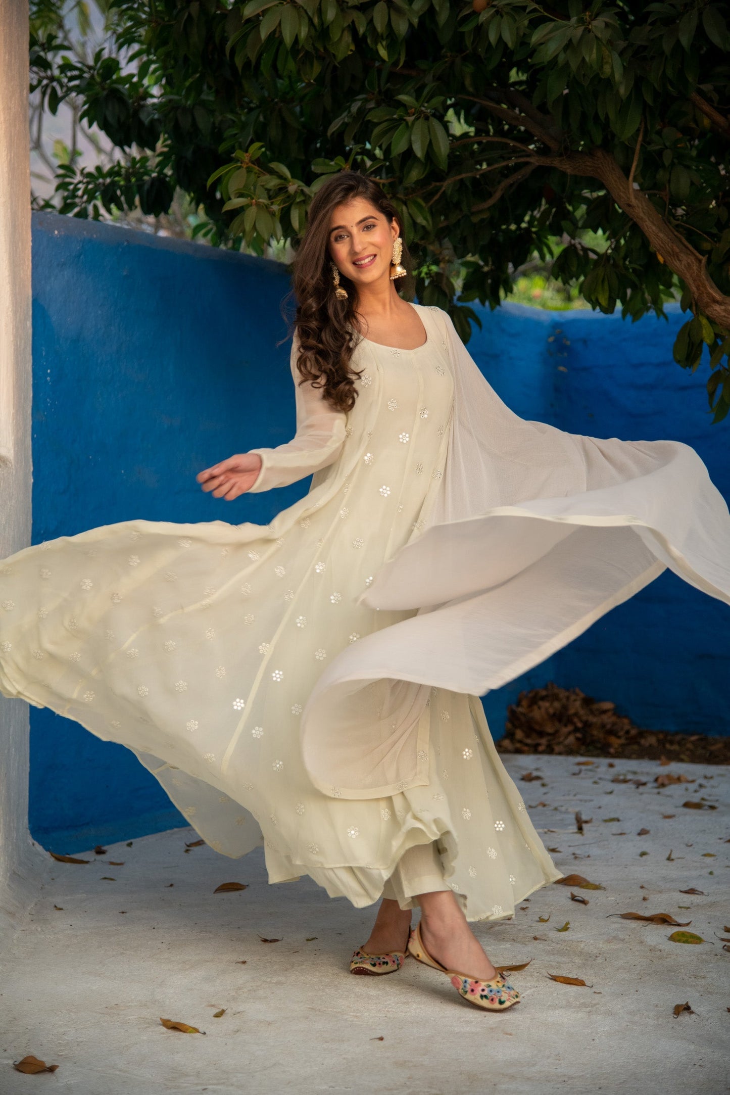 Women's Ivory High Kali Anarkali set - Label Shaurya sanadhya