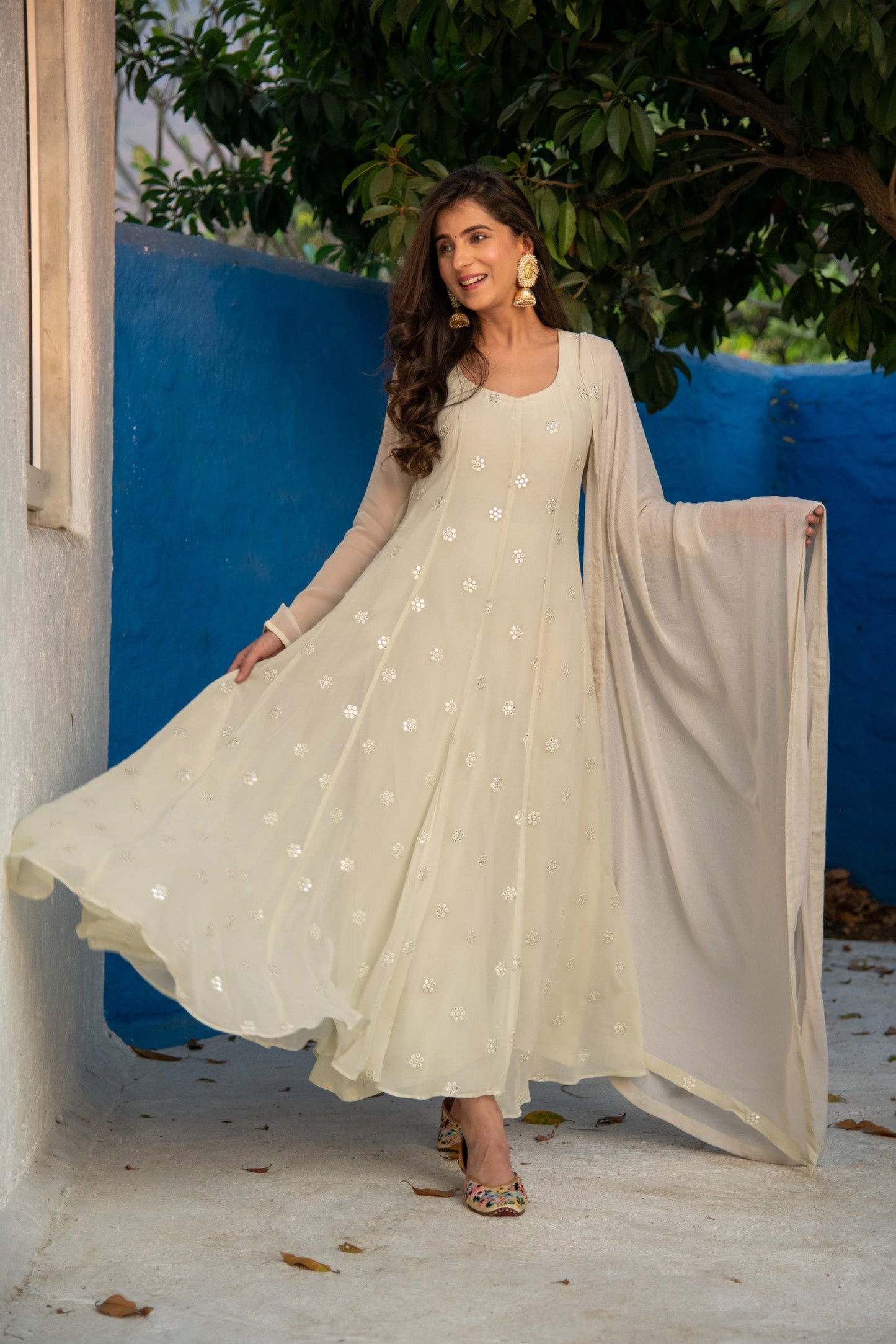 Women's Ivory High Kali Anarkali set - Label Shaurya sanadhya