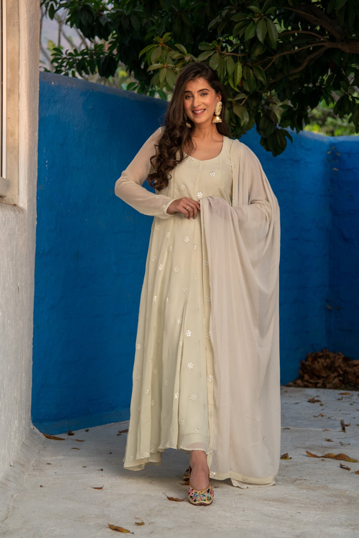 Women's Ivory High Kali Anarkali set - Label Shaurya sanadhya