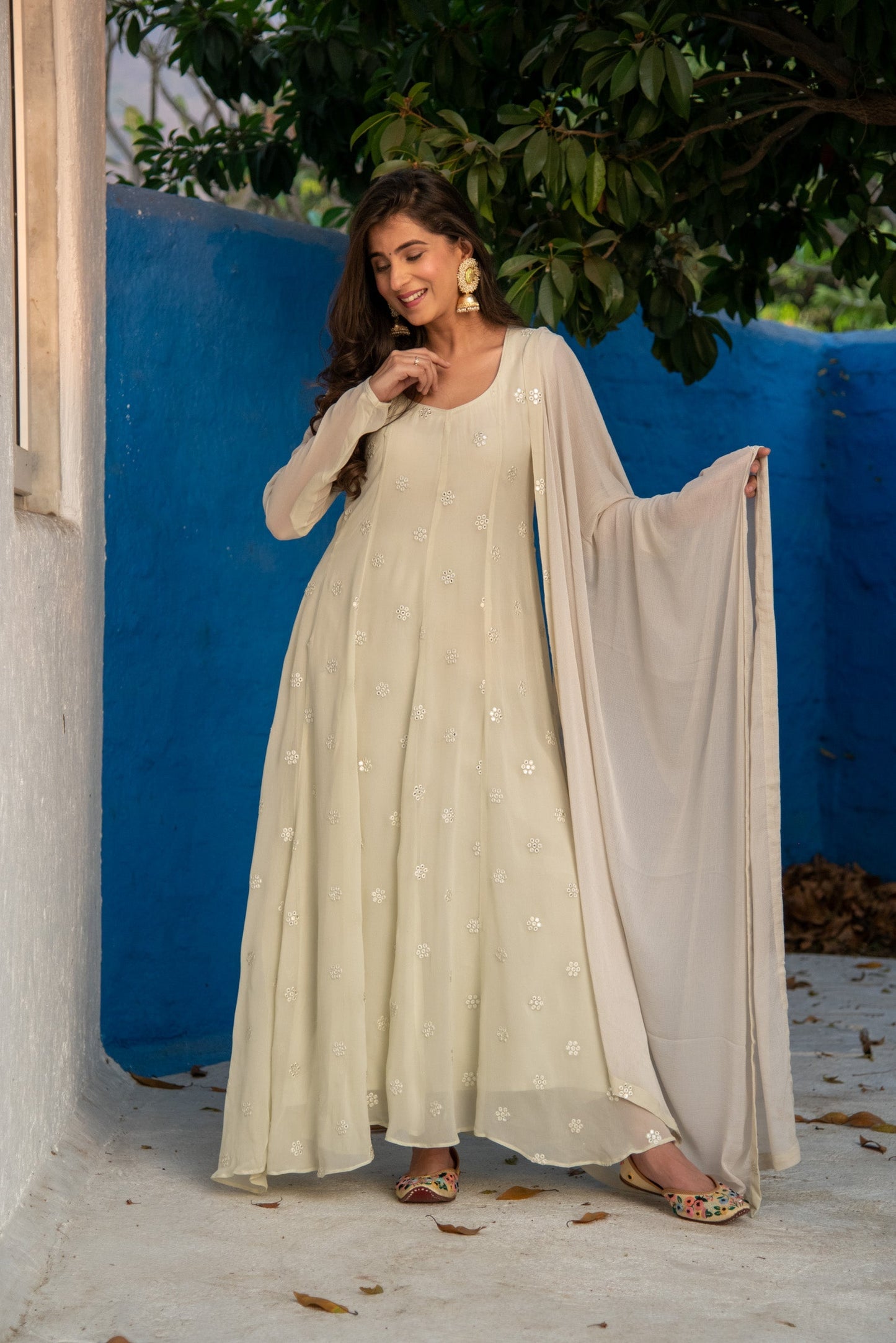 Women's Ivory High Kali Anarkali set - Label Shaurya sanadhya