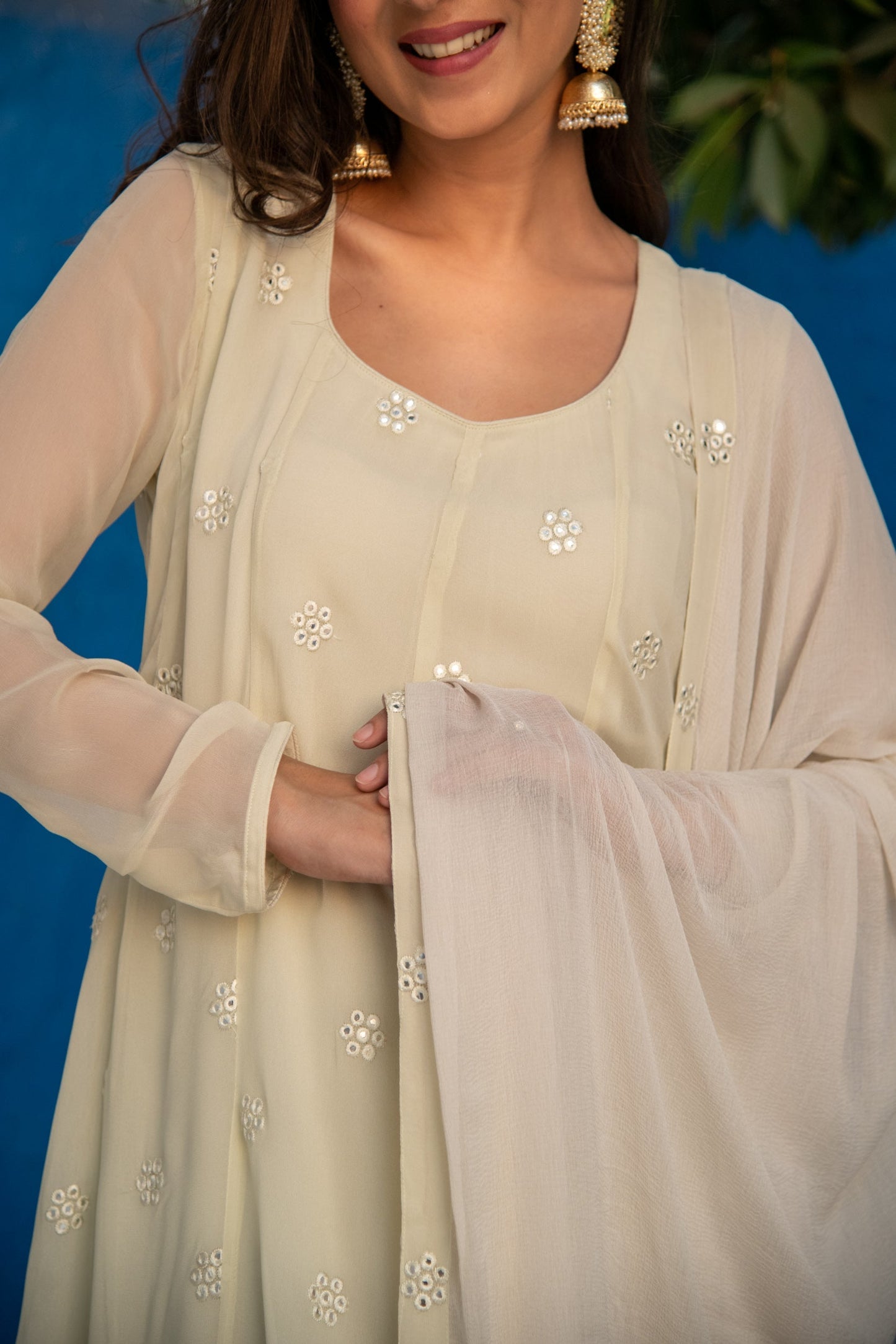 Women's Ivory High Kali Anarkali set - Label Shaurya sanadhya