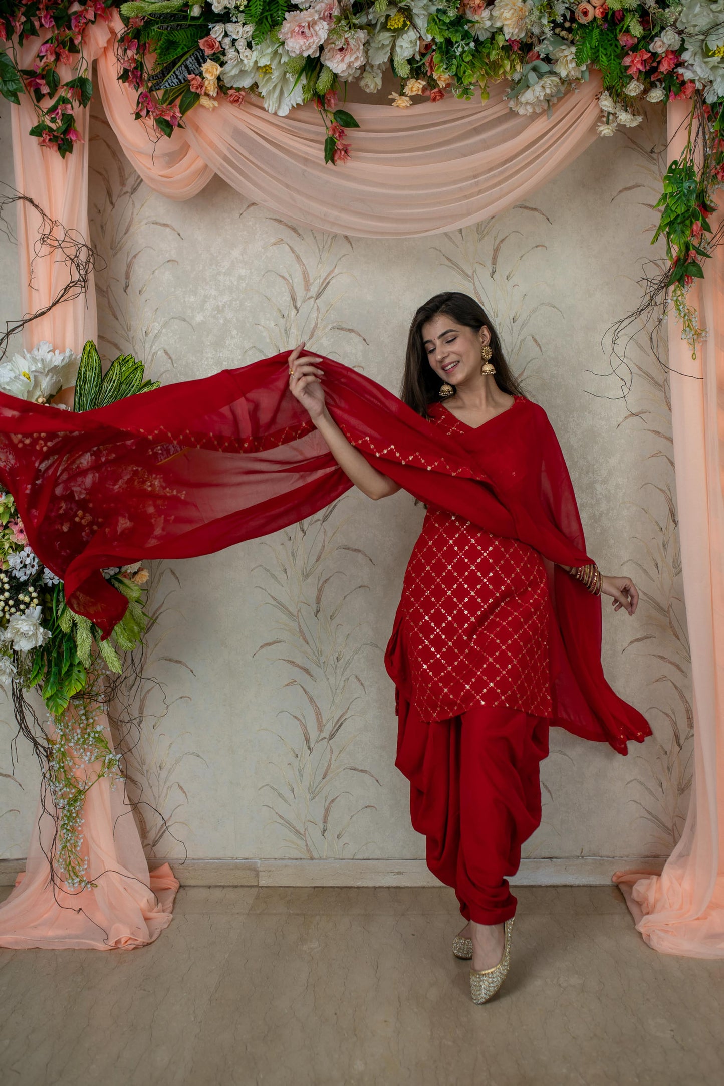 Women's Red Patiala - Label Shaurya Sanadhya