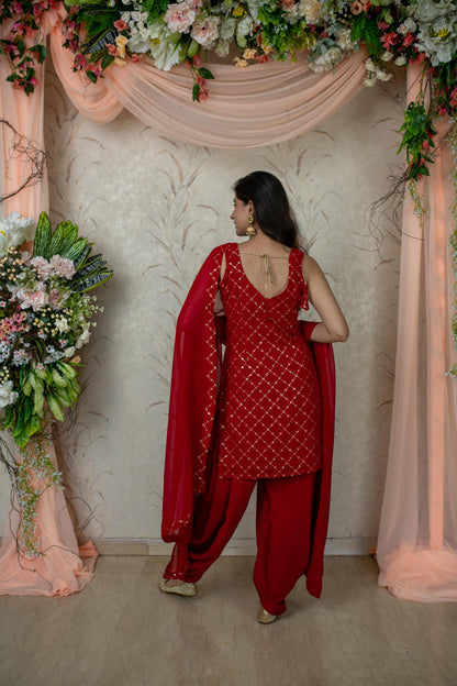 Women's Red Patiala - Label Shaurya Sanadhya