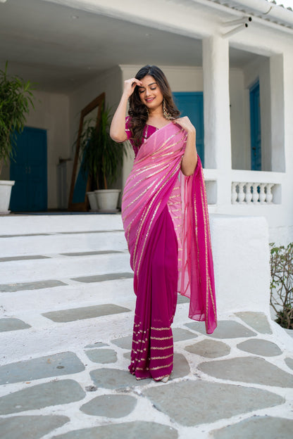 Women's Wine Shaded Saree - Label Shaurya Sanadhya