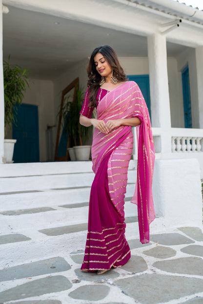 Women's Wine Shaded Saree - Label Shaurya Sanadhya