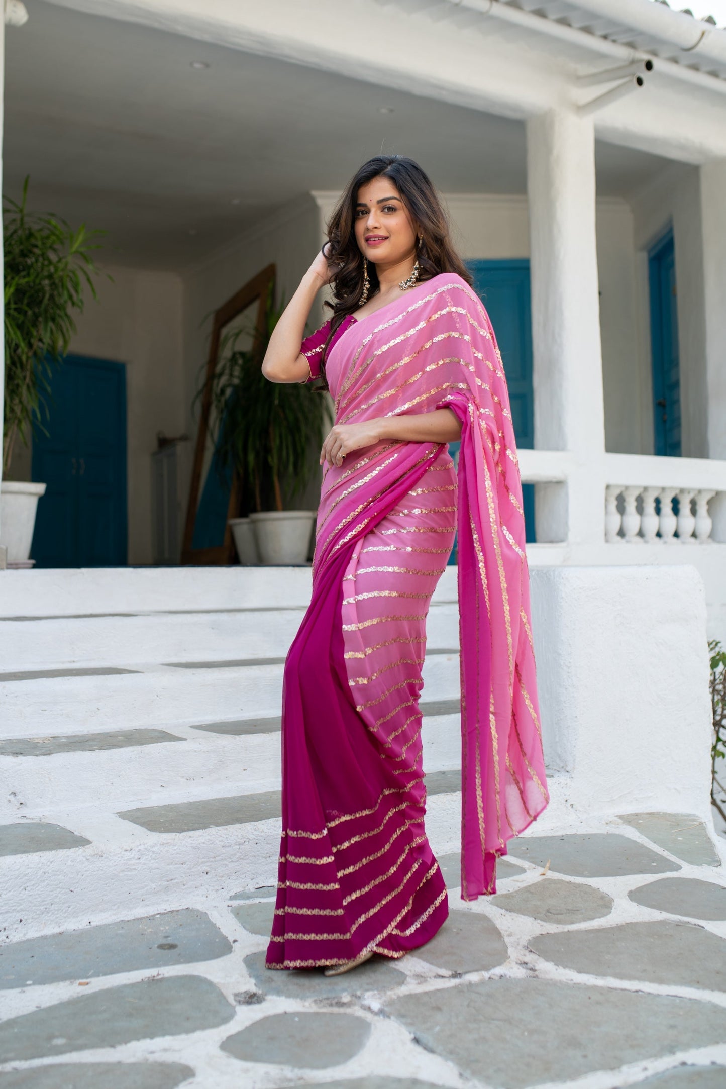 Women's Wine Shaded Saree - Label Shaurya Sanadhya