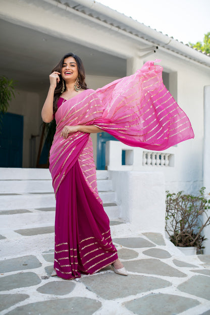 Women's Wine Shaded Saree - Label Shaurya Sanadhya