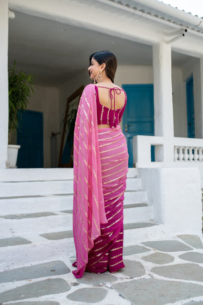 Women's Wine Shaded Saree - Label Shaurya Sanadhya